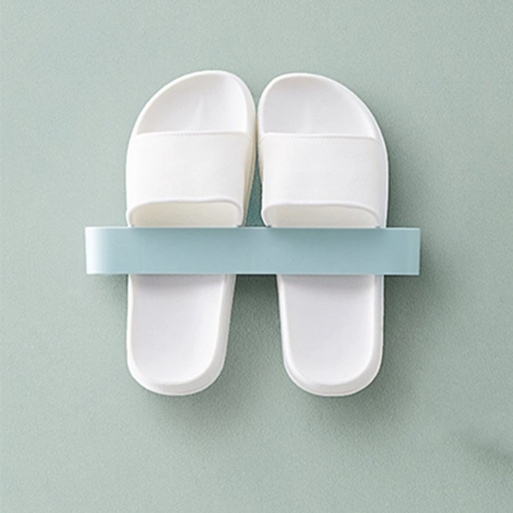 CTVR Hanging Slippers Rack, Plastic Door Shoe Hanger, Shoe Holders Shelf, Bathroom Towel Storage Stand Organizer, Multifunctional, Blue