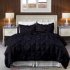 800 Thread Count Pinch Pleated Duvet Cover Set 5 Piece 100% Egyptian Cotton Bedding Set with Zipper & Corner Ties, Breathable Durable Soft Luxury Pintuck Duvet Cover & 4 Pillow Shmas (Black, Twin) view 1