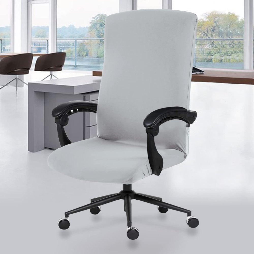 DIVA EN CAMINO DEC Stretch Computer Office Chair Cover with Durable Zipper - Universal Washable Removable Spandex Rotating Boss Chair Slipcovers - Anti-dust Soft Desk Chair Seat Protector for Pets