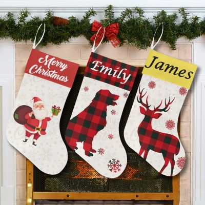 Boffihuxaw Personalized Christmas Stockings Set of 3 Custom Family Stockings with Name Customized Xmas Holiday Decor