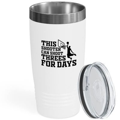 Basketball White Edition Viking Tumbler 20oz - This Shooter Can Shoot - Sport Lovers Playing Hobbies Athletics Coaches Powerful Bouncing Passing Shoot