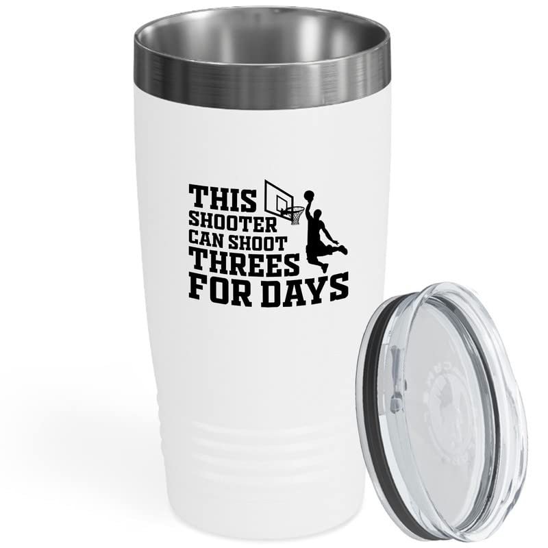Basketball White Edition Viking Tumbler 20oz - This Shooter Can Shoot - Sport Lovers Playing Hobbies Athletics Coaches Powerful Bouncing Passing Shoot