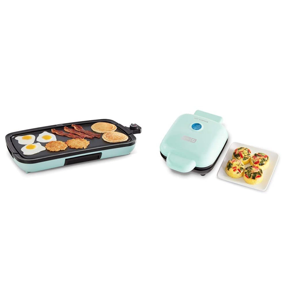DASH Deluxe Everyday Electric Griddle + Egg Bite Maker Bundle - Aqua