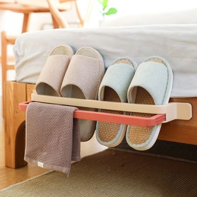 CTVR Multifunctional Slippers Rack, Wall Mounted Door Shoe Hanger, extendable Shoe Holders Shelf, Bathroom Towel Storage Stand Organizer