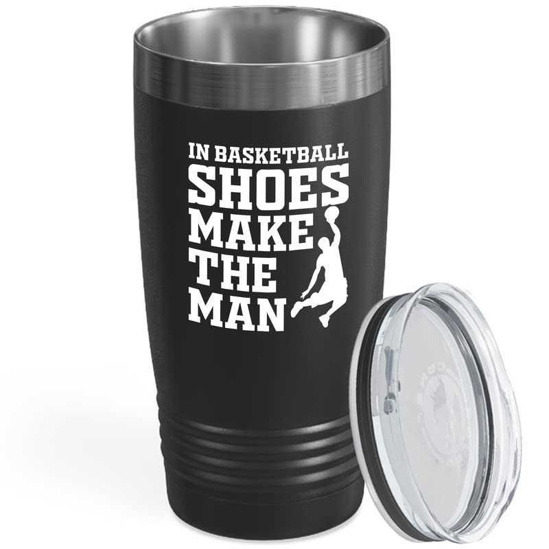 Basketball Black Edition Viking Tumbler 20oz - In Basketball Shoes Make - Sport Lovers Play Athlete Challenge Coach Spirit Center Hoop Strategy Hobby