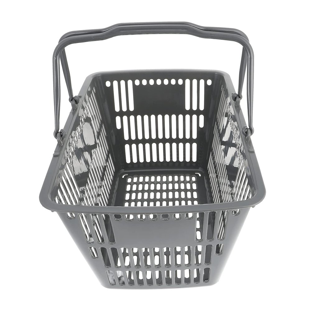 Shopping Basket Storage Basket Portable with Double Handles for Home Supermarket Grey