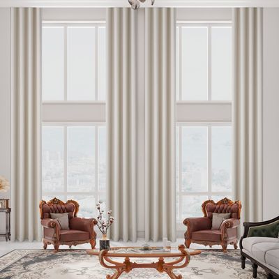 100% Blackout Faux Linen Extra Long Curtain 14ft Length,Luxurious Solid Grommet High Woven Elegant Linen Drape for 2 Story House,High Living Room,High Ceiling(Ivory,1 Panel,52 x 168 Inch)