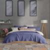 Organic Cotton 4-Layer Muslin Oversized 95 x 125 Inch Bedspread, No Fringes, Pre-Washed Soft Lightweight Breathable Bed & Sofa Cover (Blue & Off White) view 1