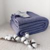 Organic Cotton 4-Layer Muslin Oversized 95 x 125 Inch Bedspread, No Fringes, Pre-Washed Soft Lightweight Breathable Bed & Sofa Cover (Blue & Off White) view 2