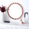 25-inch Round Brushed Copper Mirror 25" W X 1.8" D H Brown Modern Contemporary Hooks Included view 1