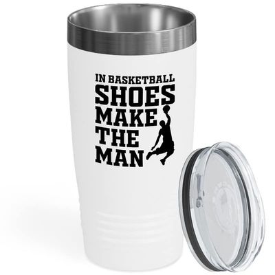 Basketball White Edition Viking Tumbler 20oz - In Basketball Shoes Make - Sport Lovers Play Athlete Challenge Coach Spirit Center Hoop Strategy Hobby
