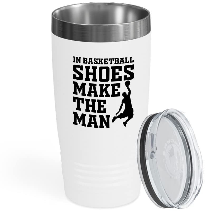 Basketball White Edition Viking Tumbler 20oz - In Basketball Shoes Make - Sport Lovers Play Athlete Challenge Coach Spirit Center Hoop Strategy Hobby