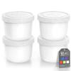 BALCI - 16oz Ice Cream Containers with Silicone Lids (Set of 4) - 1 Pint Each Freezer Food Storage Containers, Reusable, LeakProof, For Homemade IceCream Containers - White with Sprinkles view 1