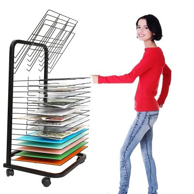 HONGKEFIT Art Drying Rack - Flexible Shelves Mobile Cart for Painting Craft Artwork Canvas Storage, Stackable Metal Stainless Steel Art Rack Power Coated for Classroom, Art Club (Size : 35-Layer)