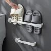 CTVR Slippers Rack Organizer, Wall Mounted Storage Shelf Shoe Holder, Hanging Shoe Stand, Bathroom Self Adhesive Shoe Hanger, Towel Bar (Size : 50 * 7cm) view 4