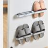 CTVR Wall Mounted Slipper Holder, Folding Shoe Shelf, 3 in 1 Plastic Shoe Hanging, Door Slippers Organizer Rack, Multifunction Towel Stand, 2 Pieces view 1