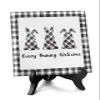 Desk Decor with Wooden Stand Plaque, Easter Table Sign Decorative Ceramics Desk Plaque Office Home Party Holiday Gift Desktop Plaque Sign Decor Every Welcome Bunny Black and White Plaid view 1