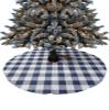 Christmas Tree Skirt 48 Inches Large Christmas Skirt Tree, Rustic Navy White Checkered Buffalo Plaid Tree Skirt Christmas Decorations for Fireplace Party Holidays Indoor Outdoor Blue Pattern Farmhouse view 1