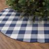 Christmas Tree Skirt 48 Inches Large Christmas Skirt Tree, Rustic Navy White Checkered Buffalo Plaid Tree Skirt Christmas Decorations for Fireplace Party Holidays Indoor Outdoor Blue Pattern Farmhouse view 2