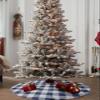 Christmas Tree Skirt 48 Inches Large Christmas Skirt Tree, Rustic Navy White Checkered Buffalo Plaid Tree Skirt Christmas Decorations for Fireplace Party Holidays Indoor Outdoor Blue Pattern Farmhouse view 4