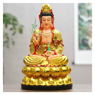 KIZQYN Guan Yin Statue Decorative Statue Guan Yin Seated Lotus Sculpture Resin Guanyin Buddha Statue Chinese Home Worship Statue Feng Shui Gift Lucky Buddha Statue (Size : 19Inch)