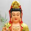 KIZQYN Guan Yin Statue Decorative Statue Guan Yin Seated Lotus Sculpture Resin Guanyin Buddha Statue Chinese Home Worship Statue Feng Shui Gift Lucky Buddha Statue (Size : 19Inch) view 2