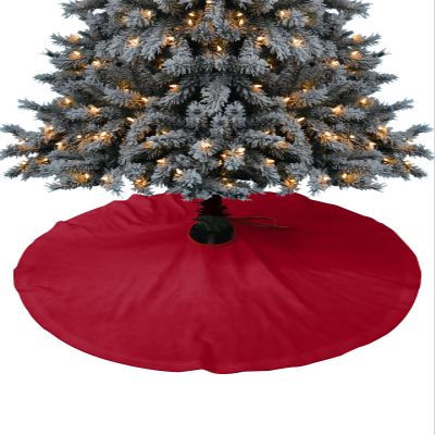 Christmas Tree Skirt 48 Inches Large Christmas Skirt Tree, Solid Red Tree Skirt Christmas Decorations for Fireplace Party Holidays Indoor Outdoor Pure Color