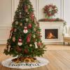 Christmas Tree Skirt 48 Inches Large Christmas Skirt Tree, Thanksgiving Pumpkin Orange Plaid Sunflower Tree Skirt Christmas Decorations for Fireplace Party Indoor Outdoor Thankful Farm Harvest view 4