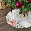 Christmas Tree Skirt 48 Inches Large Christmas Skirt Tree, Easter Floral Spring Tree Skirt Christmas Decorations for Fireplace Party Holidays Indoor Outdoor Golden He is Risen Blooming Flower view 1