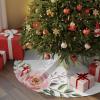 Christmas Tree Skirt 48 Inches Large Christmas Skirt Tree, Easter Floral Spring Tree Skirt Christmas Decorations for Fireplace Party Holidays Indoor Outdoor Golden He is Risen Blooming Flower view 3