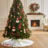 Christmas Tree Skirt 48 Inches Large Christmas Skirt Tree, Easter Floral Spring Tree Skirt Christmas Decorations for Fireplace Party Holidays Indoor Outdoor Golden He is Risen Blooming Flower view 4