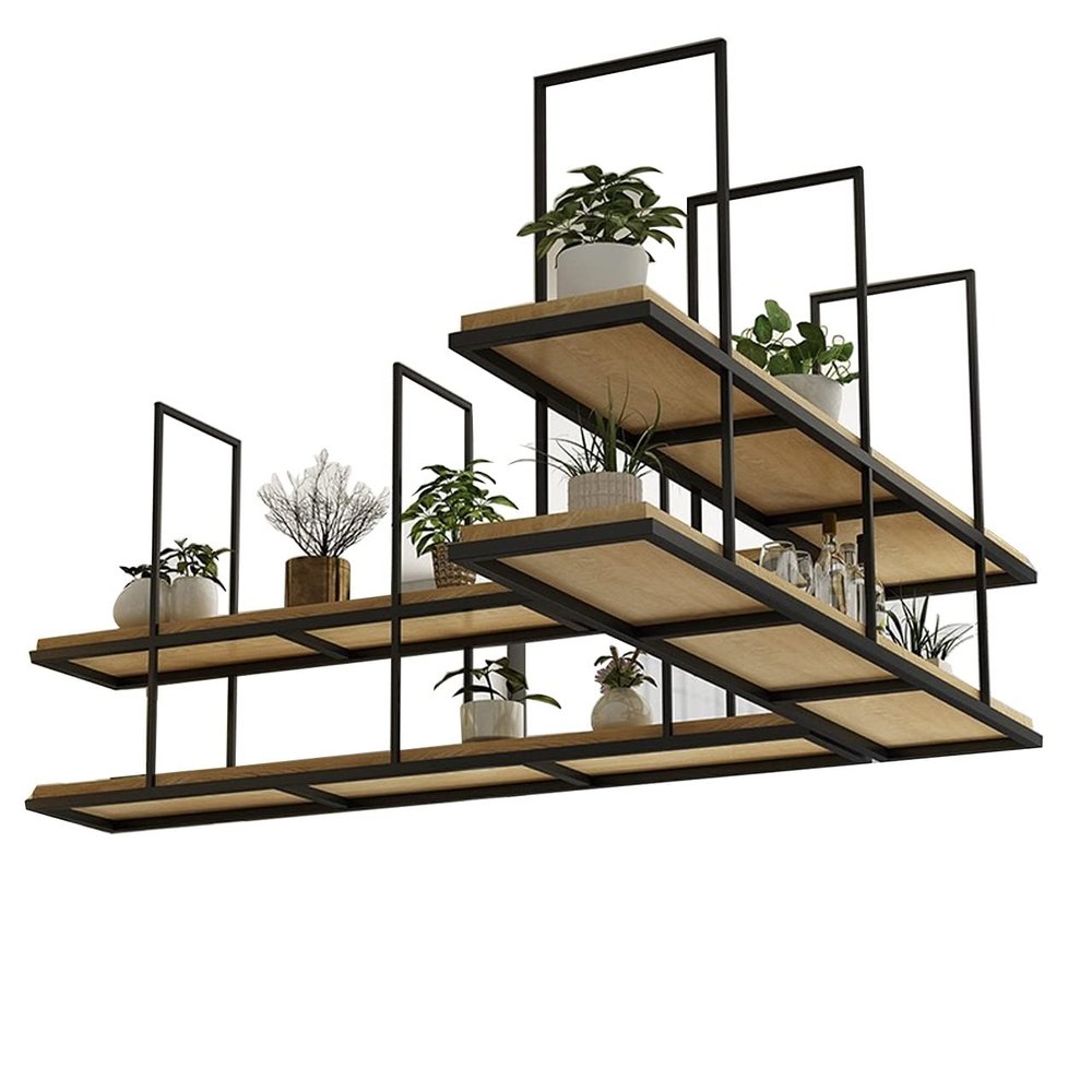 Drsyffsup Ceiling Shelf Wine Holder, Rustic Solid Wood Hanging Floating Shelves,Wall Mounted Flower Stand Storage Rack for Home, Kitchen, BarOffice Decorating (Size : 140x30x80cm)