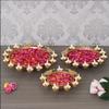 Orbit Art Gallery Urli Diya, 3pcs, Peacock Urli Bowl, Diwali Decor Peacock Urli, Diwali Diya, Golden Candle Holder, Tealight Candle Holder, Pooja Diya Urli 10" 12" 14" Set view 1
