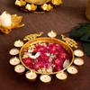 Orbit Art Gallery Urli Diya, 3pcs, Peacock Urli Bowl, Diwali Decor Peacock Urli, Diwali Diya, Golden Candle Holder, Tealight Candle Holder, Pooja Diya Urli 10" 12" 14" Set view 3