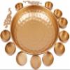 Orbit Art Gallery Urli Diya, 3pcs, Peacock Urli Bowl, Diwali Decor Peacock Urli, Diwali Diya, Golden Candle Holder, Tealight Candle Holder, Pooja Diya Urli 10" 12" 14" Set view 4