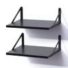 Marsmiles Black Floating Shelves for Wall, 12 Inch Deep Wood Wall Mounted Shelves Set of 2, 16W x 12D Wide Floating Wood Shelves for Bathroom Bedroom Kitchen Living Room, Black view 1