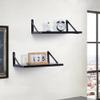 Marsmiles Black Floating Shelves for Wall, 12 Inch Deep Wood Wall Mounted Shelves Set of 2, 16W x 12D Wide Floating Wood Shelves for Bathroom Bedroom Kitchen Living Room, Black view 2