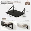 Marsmiles Black Floating Shelves for Wall, 12 Inch Deep Wood Wall Mounted Shelves Set of 2, 16W x 12D Wide Floating Wood Shelves for Bathroom Bedroom Kitchen Living Room, Black view 3