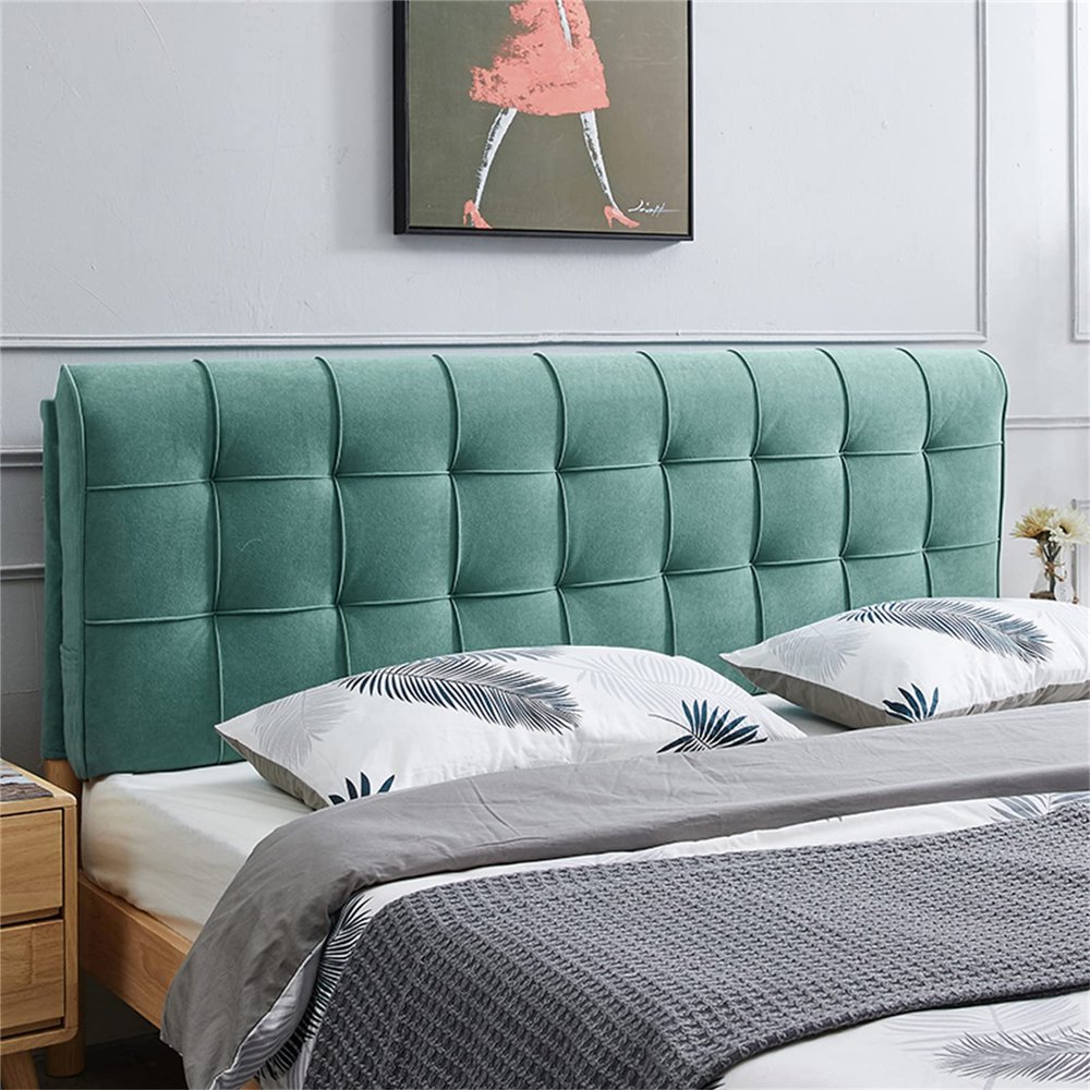 Cotton Fleece Headboard Pillow Rectangle Wall Cushion Large Bedside Backrest Reading Pillow Day Bed Lumbar Bolster with Removable Headboard Cover,B,with headboard Queen 59"