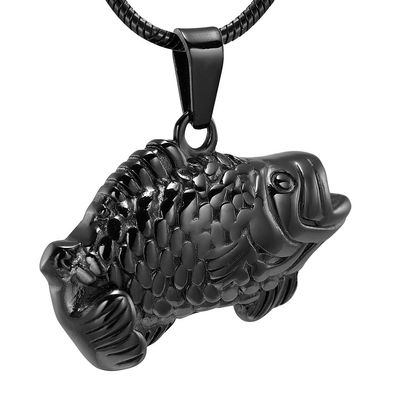SHEIL Fish Cremation Jewelry Stainless Steel Memorial Ashes Necklace Holder Keepsake Funeral Urn Pendant for Pet Casket