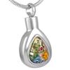 SHEIL Murano Glass Water Drop Cremation Urn Pendant Women Charm,Stainless Steel Ashes Memorial Keepsake Jewelry view 1