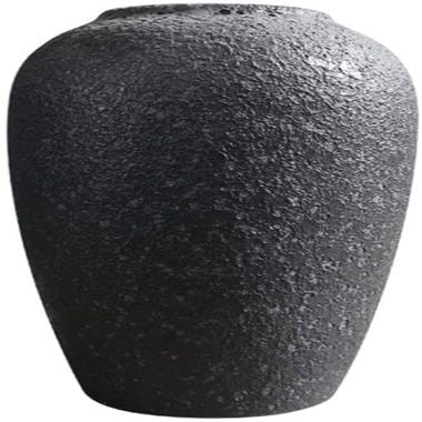 CFLNYC Home Decor Vintage Ceramic Vase Floor Vase Modern Dried Flower Vase Decorative Ornaments Retro Clay Pots (Color : Black, Size : 17x30cm)