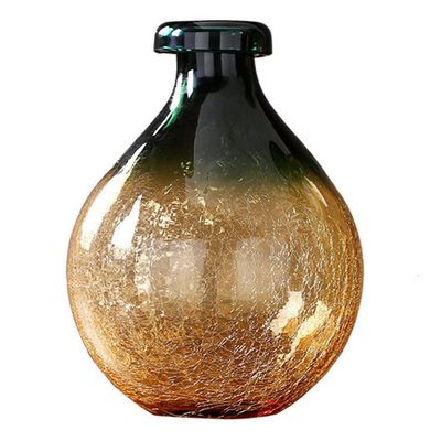CFLNYC Home Decor Glass Vase Ice Cracked Thick Glass Vases, Modern American Living Room Dining Table Hydroponic Flower Ornament Home Office Decor Desktop Vases Plant Holder