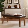 HUIMO Bedroom Bench End of Bed, Upholstered Dining Bench for Kitchen, Button-Tufted Entry Bench, PU Ottoman Bench for Living Room, Entryway (PU-Brown) view 1