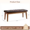 HUIMO Bedroom Bench End of Bed, Upholstered Dining Bench for Kitchen, Button-Tufted Entry Bench, PU Ottoman Bench for Living Room, Entryway (PU-Brown) view 2