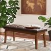 HUIMO Bedroom Bench End of Bed, Upholstered Dining Bench for Kitchen, Button-Tufted Entry Bench, PU Ottoman Bench for Living Room, Entryway (PU-Brown) view 3