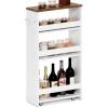 MARTY Rolling Storage Cart 4-Tier White Kitchen Cart with Wheels,Slim Storage Cart with Handle Slide Out Utility Cart Shelving Unit Organizer Trolley for Laundry Narrow Places Bathroom Small Corner view 1