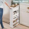 MARTY Rolling Storage Cart 4-Tier White Kitchen Cart with Wheels,Slim Storage Cart with Handle Slide Out Utility Cart Shelving Unit Organizer Trolley for Laundry Narrow Places Bathroom Small Corner view 2