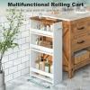 MARTY Rolling Storage Cart 4-Tier White Kitchen Cart with Wheels,Slim Storage Cart with Handle Slide Out Utility Cart Shelving Unit Organizer Trolley for Laundry Narrow Places Bathroom Small Corner view 4