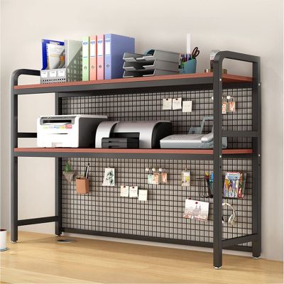 GUODDM Desktop Bookcase for Computer Desk - Desktop Bookshelf Organizer, Open Dresser Storage Rack, 2-Tier Wrought Iron Desk Storage Rack, Multiple Sizes, Multiple Colors